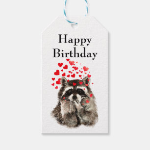Étiquettes-cadeau Hugs & Kisses Cute Raccoon Bwing Baisers Anniversa