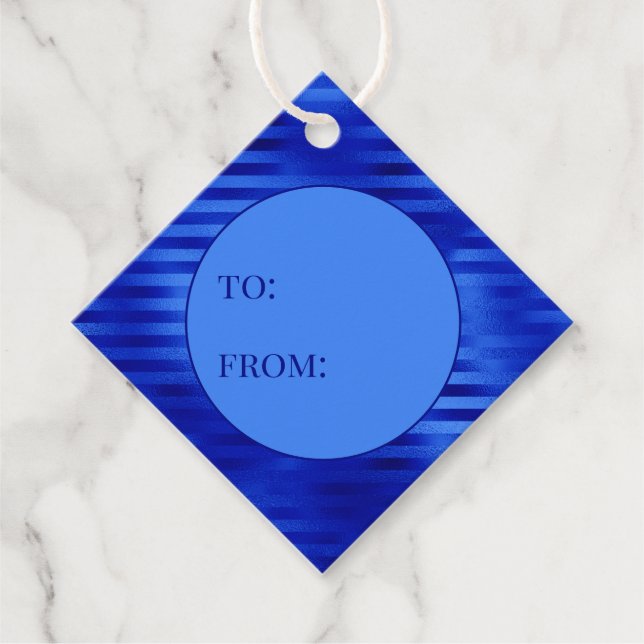 Étiquettes Cadeau Huile Bleue Royale Striée Vers Hanoukka (Devant)