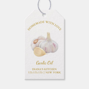 Étiquettes-cadeau Huile d'ail maison simple Hang Tag l Blanc