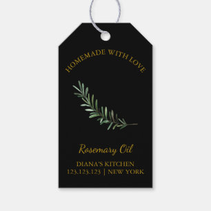 Étiquettes-cadeau Huile de romarin maison simple Hang Tag l Noir