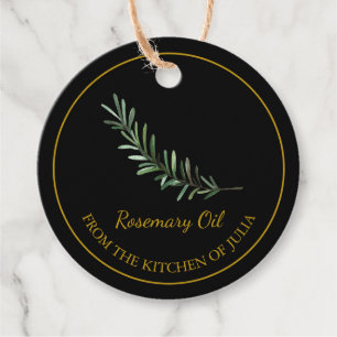 Étiquettes Cadeau Huile de romarin maison simple Hang Tag l Noir