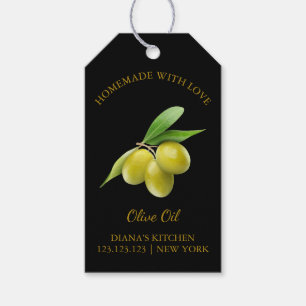 Étiquettes-cadeau Huile d'olive maison simple Hang Tag l Noir