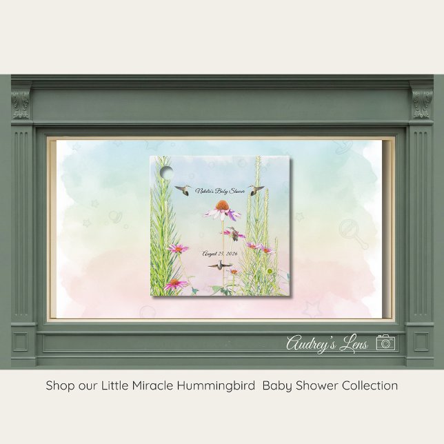 Étiquettes Cadeau Hummingbird & Wildflower Baby Shower (Créateur téléchargé)