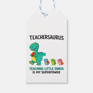 Étiquettes-cadeau Humour de professeur Teachersaurus avec de petits