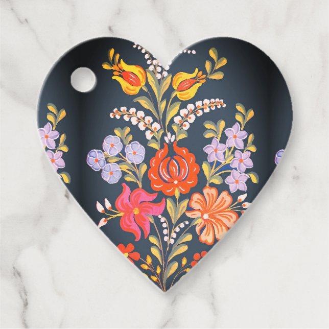 Étiquettes Cadeau hungarian flowers -vibrant colors (Devant)