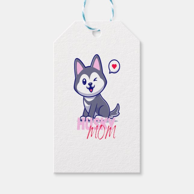 Étiquettes-cadeau Husky Chig Maman Cute Kawaii Chiot (Devant)