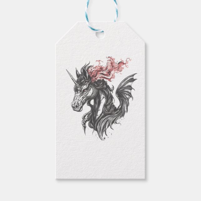 Étiquettes-cadeau Hybride de licorne dragon de feu (1) (Devant)