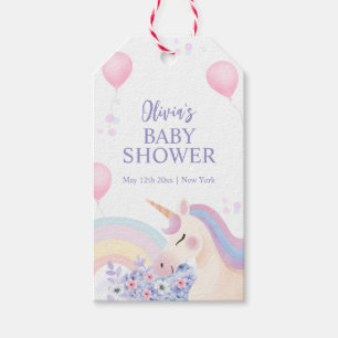 Étiquettes-cadeau Hydrangea Balloon Rainbow Unicorn Baby shower
