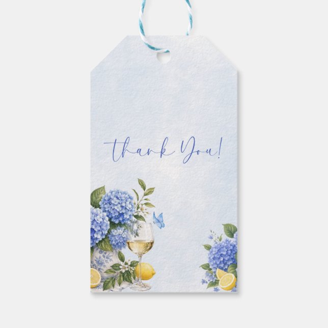 Étiquettes-cadeau Hydrangea Bleue Quelque Chose De Bleu Baby Shower (Dos)