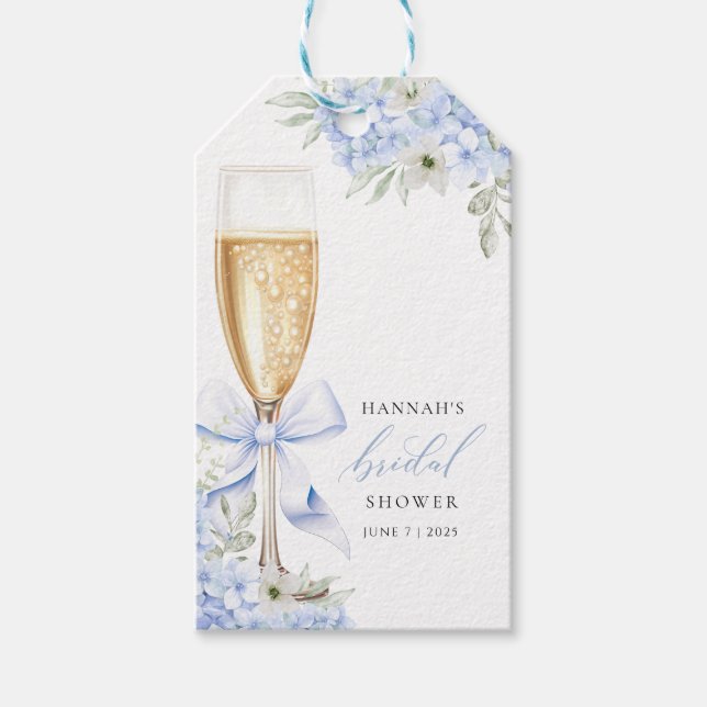 Étiquettes-cadeau Hydrangea Fleur Bleue Enterrement de Vie de Jeune  (Devant)