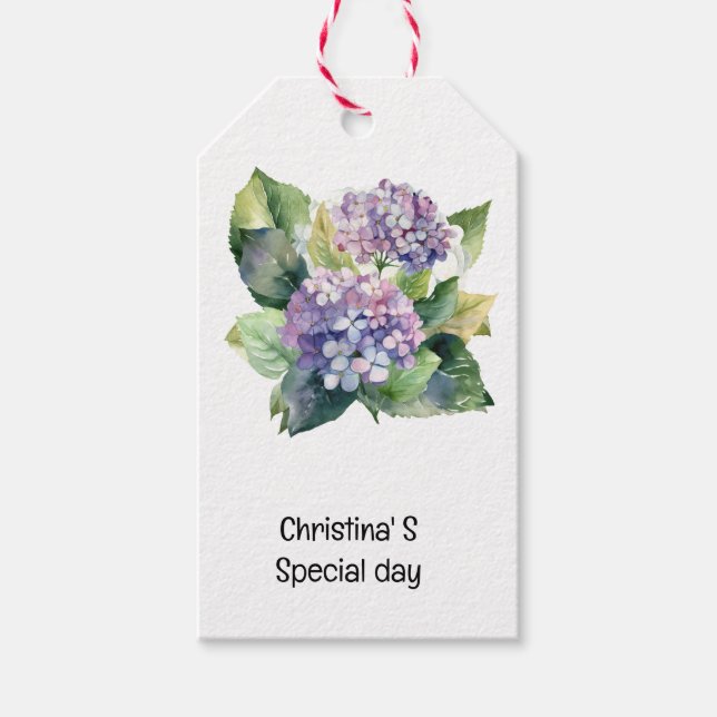 Étiquettes-cadeau Hydrangea fleurs flore fleuriste amant aquarelle (Devant)