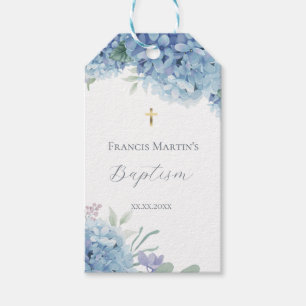 Étiquettes-cadeau Hydrangea floral Baptême