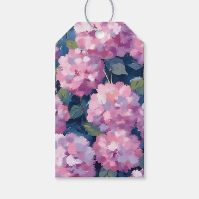 Étiquettes-cadeau Hydrangeas Florales Rose Pâle (Devant)