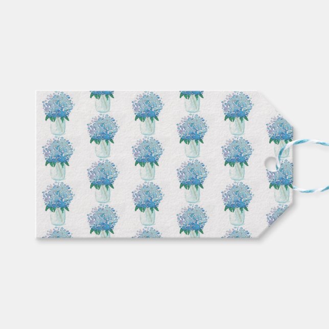 Étiquettes-cadeau Hydrangée bleue et violette (Devant (Horizontal))