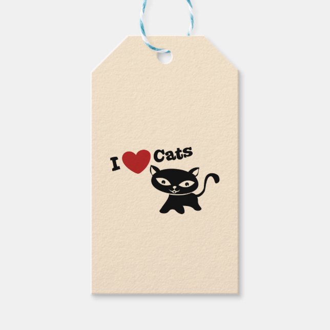 Étiquettes-cadeau I Love Cat (Devant)