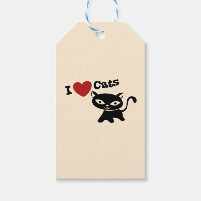 Étiquettes-cadeau I love cats (Devant)