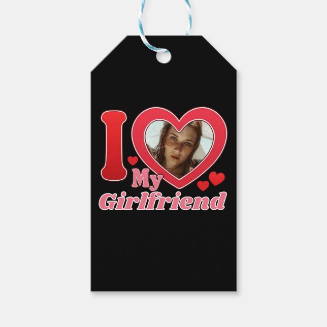 Étiquettes-cadeau I Love My Girlfriend Petit ami Femme Mari Photo (Devant)
