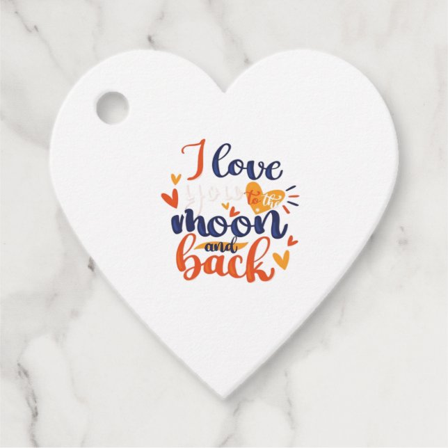 Étiquettes Cadeau I Love You To The Moon And Back Modern Romantic De (Devant)