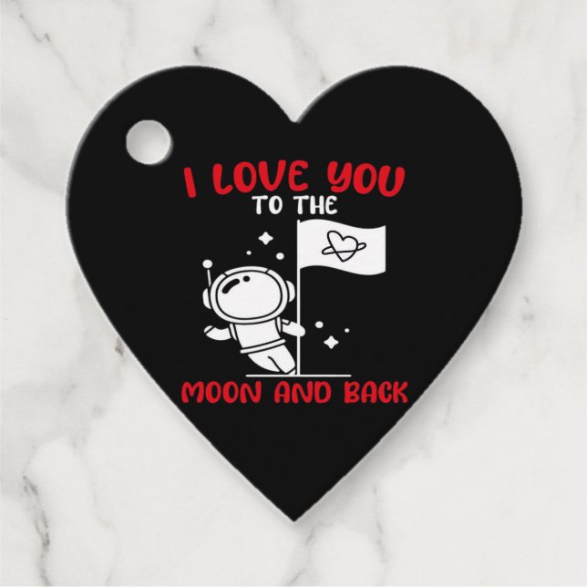 Étiquettes Cadeau I Love You To The Moon And Back Playful Valentine  (Devant)