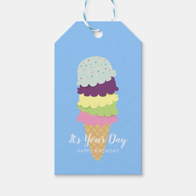 Étiquettes-cadeau Ice Cream Cone Personnalisé (Devant)