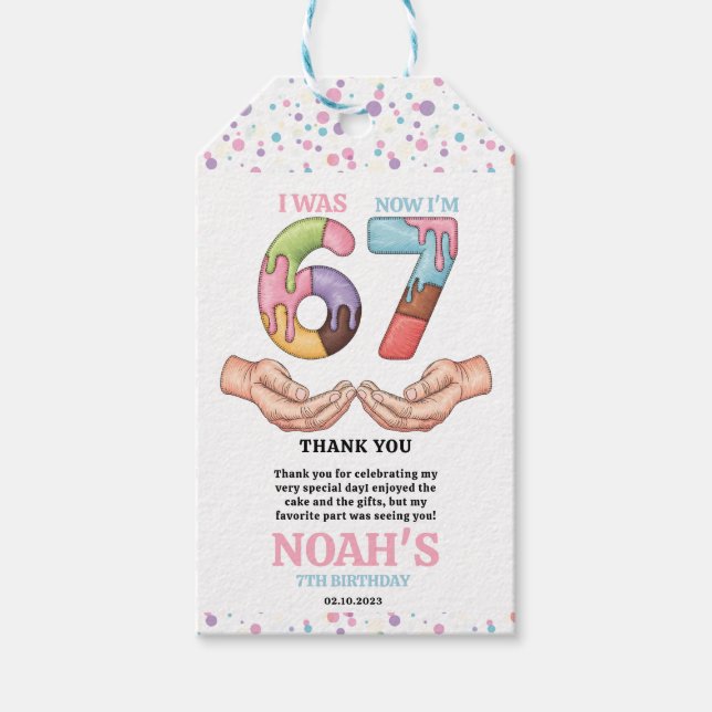 Étiquettes-cadeau Ice Cream “Six Seven” 7th Birthday Party for Kids (Devant)