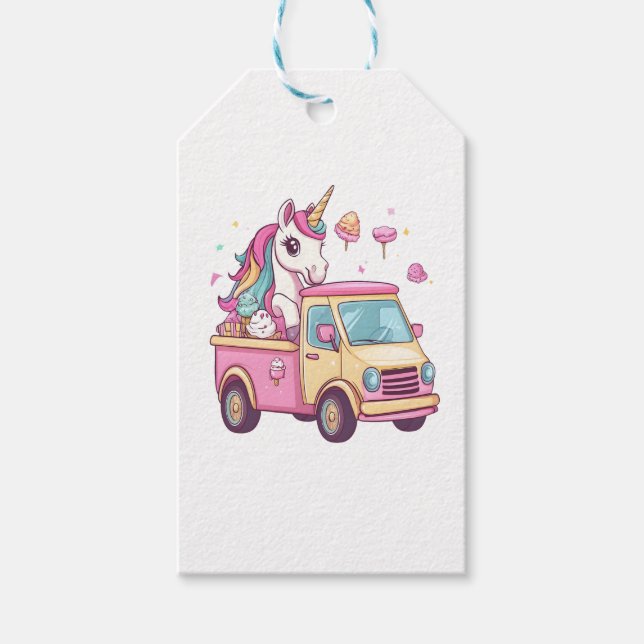 Étiquettes-cadeau Ice Cream Truck Unicorn (1) (Devant)