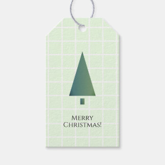Étiquettes-cadeau Icône d'arbre de Noël minimal vert blanc Cool