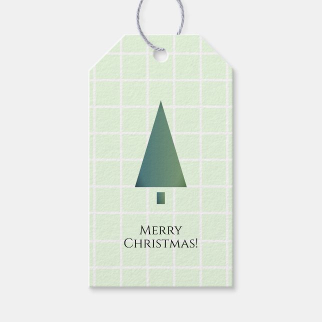 Étiquettes-cadeau Icône d'arbre de Noël minimal vert blanc Cool (Devant)