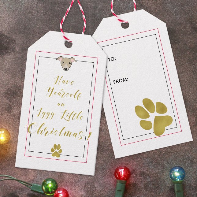 Étiquettes-cadeau Iggy Little Christmas Amusant Élégant Faux Gold Sc (Créateur téléchargé)