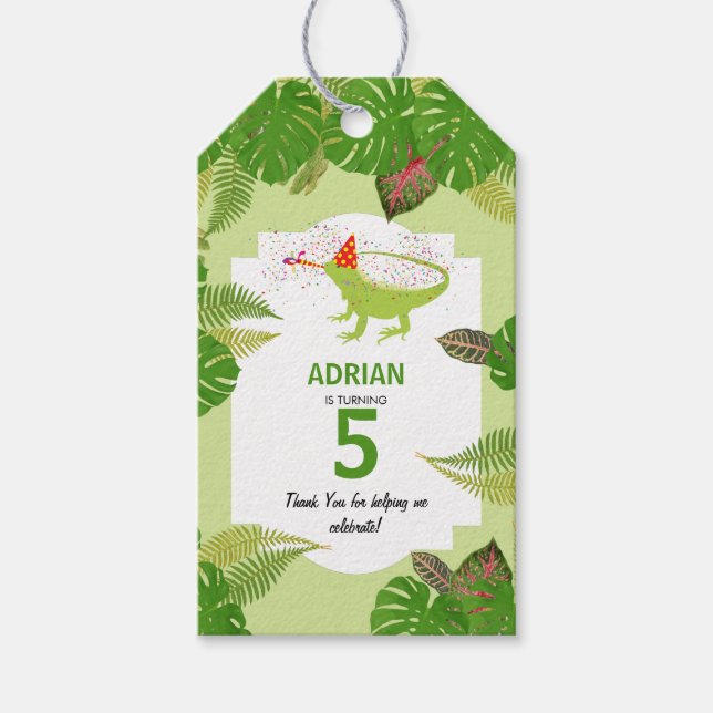 Étiquettes-cadeau Iguana Lizard Fête Animaux Fête Anniversaire (Devant)