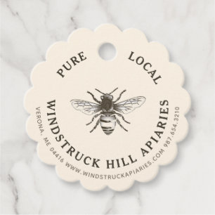 Étiquettes Cadeau Iivoire Abee Scalloped Apiary Products tag Bold