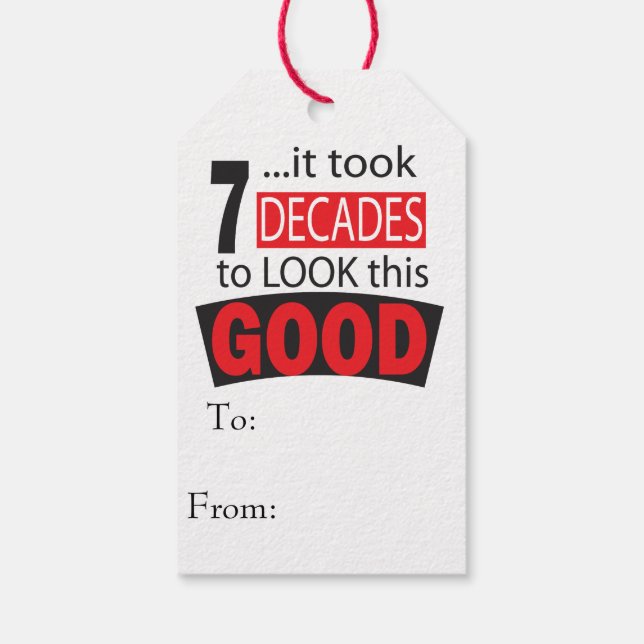 Étiquettes-cadeau Il a fallu 7 décennies pour regarder ce bon| 70e a (Dos)