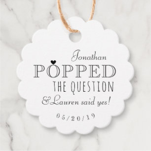 Étiquettes Cadeau Il a posé la question Fête de fiançailles Popcorn