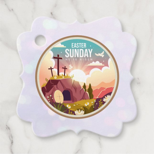 Étiquettes Cadeau Il est ressuscité et fête de la résurrection diman (Devant)