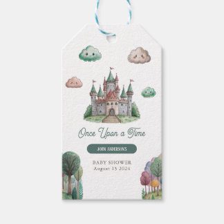 Étiquettes-cadeau Il était une fois le Baby shower Pastel du château