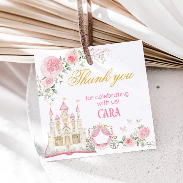 Étiquettes Cadeau Il était une fois princesse Carré fête d'anniversa (Princess Castle Once Upon a Time Birthday Party Favor Tags)