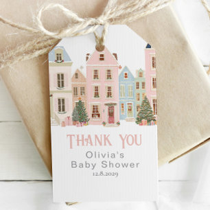 Étiquettes-cadeau Il faut un village Hiver Rose Neige Merci
