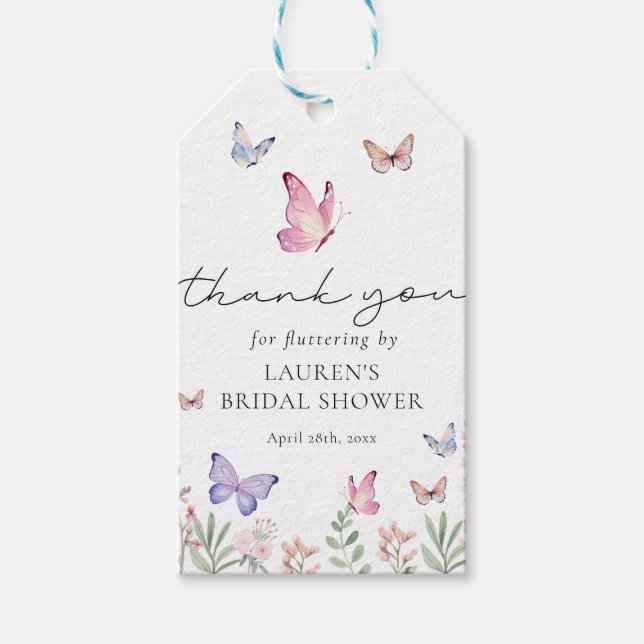 Étiquettes-cadeau Il Me Donne La Fête des mariées Des Papillons (Devant)