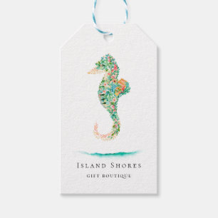 Étiquettes-cadeau Île Botanique Floral Seahorse Prix Tags