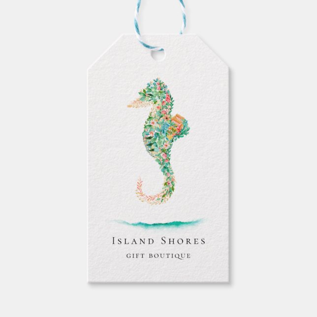 Étiquettes-cadeau Île Botanique Floral Seahorse Prix Tags (Devant)