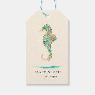 Étiquettes-cadeau Île Botanique Floral Seahorse Prix Tags