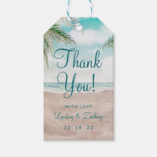 Étiquettes-cadeau Île Breeze Peint Plage Merci de mariage