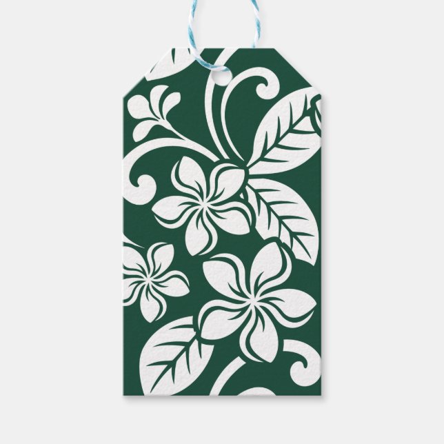 ÉTIQUETTES-CADEAU ÎLE PLUMERIA (VERT FORESTIER) (Devant)