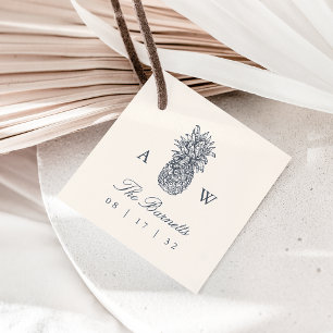 Étiquettes Cadeau Île Vintage ananas Mariage Monogramme