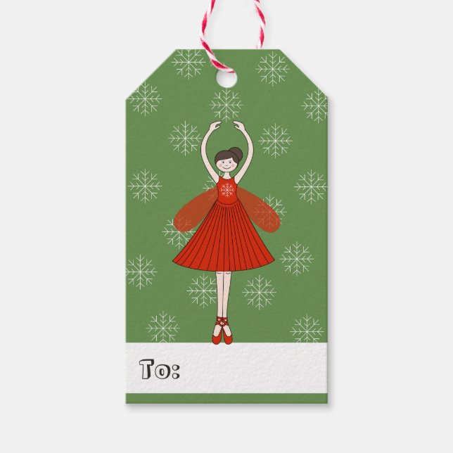 Étiquettes-cadeau illusima Ballerina Fée Noël Snowflakes (Devant)