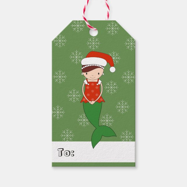 Étiquettes-cadeau illusima Sirène Flocons de Noël (Devant)