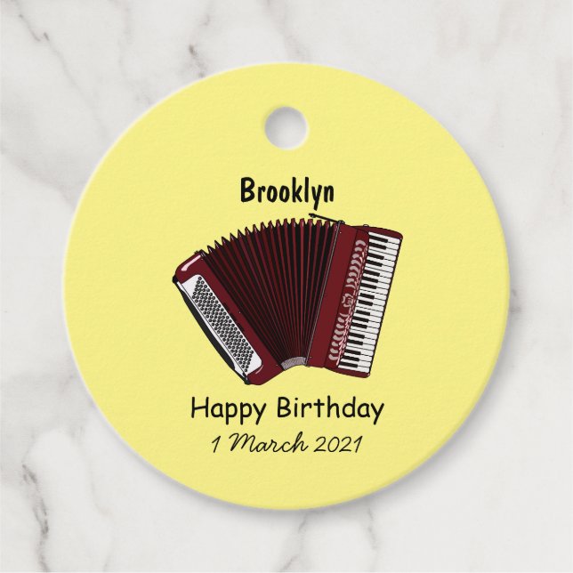 Étiquettes Cadeau Illustration d'accordion (Devant)
