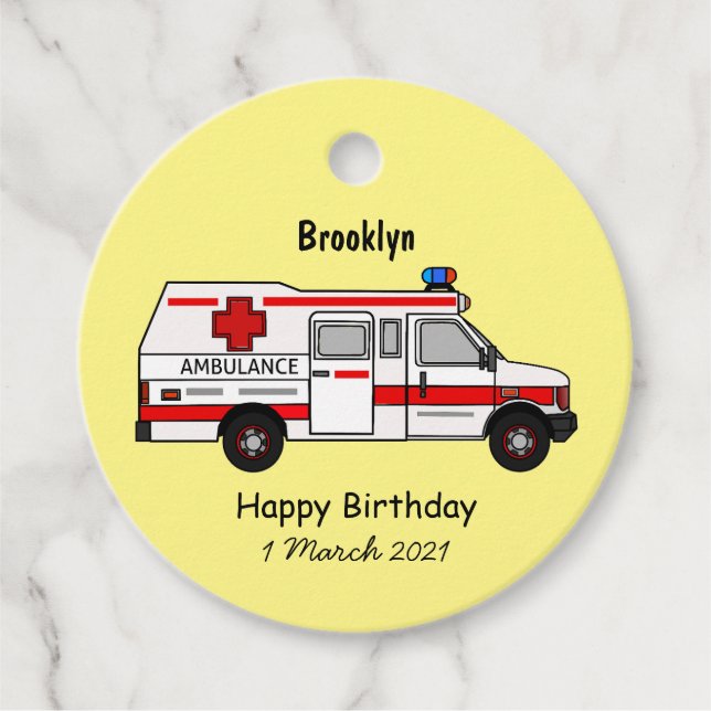 Étiquettes Cadeau Illustration d'ambulance (Devant)