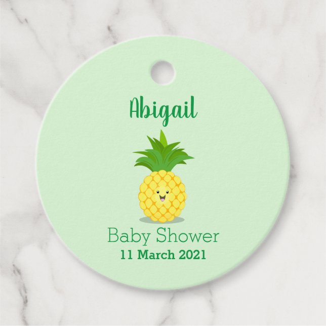 Étiquettes Cadeau Illustration d'ananas mignon (Devant)