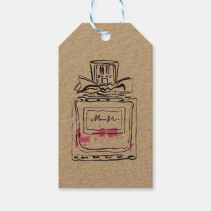 Étiquettes-cadeau Illustration d'aquarelle de mode de bouteille de p